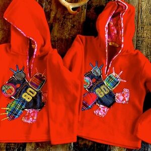 Christian LaCroix Bazar Red Fleece 3/4 Zipper Hoodies Sweatshirts